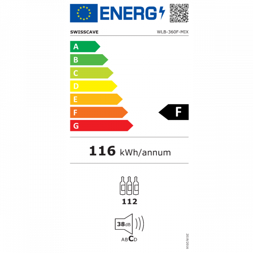 Swisscave Weinkühlschrank WLB-360F-MIX,1-Zonen Weinkühlschrank, 112 Flaschen, 127 cm (H)