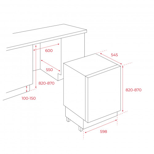 Teka RSL41150BU Integrierter Unterbau-Kühlschrank, 82-87cm