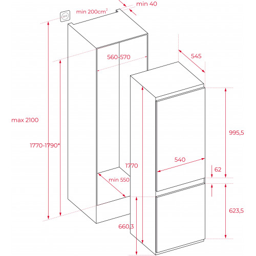  Teka RBF43320FI Einbau-Kühl-Gefrierkombination, 178cm