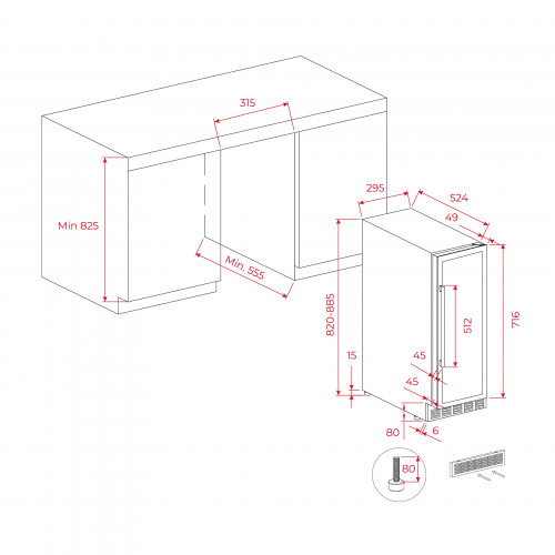 Teka RVU10020 30cm Unterbau-Weinkühler für bis zu 20 Flaschen 