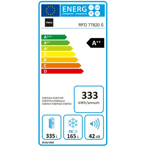 Teka RFD77820SSEU French Door LongLife No Frost Kühl-Gefrierkombination, 2 Türen, 2 Schubladen