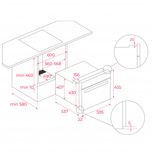 Teka HLC840 Kompakt-Backofen mit HydroClean® PRO-Reinigungssystem und Heißluft, 45 cm