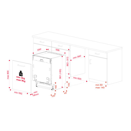 Teka DFI46950XL Vollintegrierter Geschirrspüler, 60cm, mit 9 Spülprogrammen und Beam on Floor