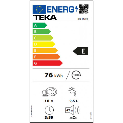 Teka DFI44700 Vollintegrierter Geschirrspüler, 45cm , mit 7 Spülprogrammen