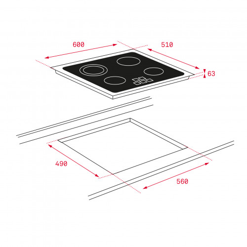 Teka TR6415 60cm Glaskeramikkochfeld mit 4 Kochzonen