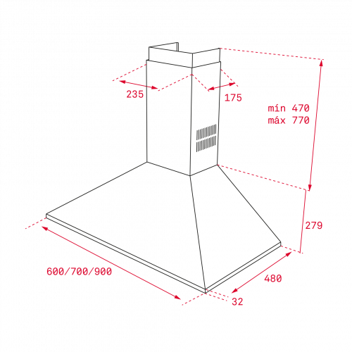 Teka DBB60 Pyramiden-Wandhaube mit Drucktasten, 60cm