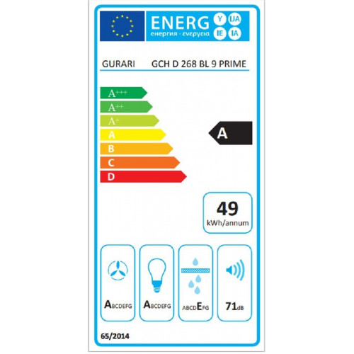 GURARI Kopffreihaube GCH 268 Bl 9 Prime, Dunstabzugshaube 90 cm/ Schwarz Glas/1000m³/h