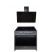 GURARI Elektro-Standherd GCH E 912 BL+GCH S 155 BL 90 Prime, Elektro Standherd 90 cm/ Schwarz/ Range Coocker / 121L /Edelstahl/ 8 Funktionen / Heißluft/ Grill/ 5 Hi-Light Zonen/ Zweikreiszone/Restwärmeanzeige/+Luxus Dunstabzugshaube 90 cm, Schwarz Glas,10