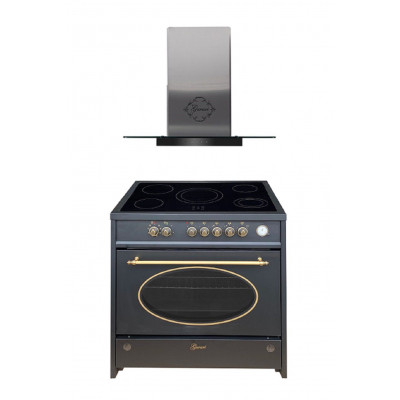 GURARI Elektro-Standherd GCH E 912 BL r+GCH T 466 IS 90 BL PRIME, Retro Elektro Standherd 90 cm/ Retro Range Coocker / 121L /Schwarz/ 8 Funktionen / Heißluft/ Grill/ 5 Hi-Light Kochzonen/ Zweikreiszone/Restwärmeanzeige/+Dunstabzugshaube 90 cm 1000m³/h Wan GURARI Elektro-Standherd GCH E 912 BL r+GCH T 466 IS 90 BL PRIME, Retro Elektro Standherd 90 cm/ Retro Range Coocker / 121L /Schwarz/ 8 Funktionen / Heißluft/ Grill/ 5 Hi-Light Kochzonen/ Zweikreiszone/Restwärmeanzeige/+Dunstabzugshaube 90 cm 1000m³/h Wan