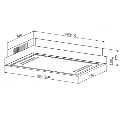 GURARI Deckenhaube GCH C 343 120 BL PRIME, Dunstabzugshaube 120 cm 1000m³/ h /Schwarz Glas