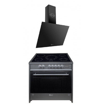 GURARI Elektro-Standherd GCH E 912 BL+ GCH 286 Bl 9 Prime, Elektro Standherd 90 cm/ Schwarz/ Range Coocker / 121L /Edelstahl/ 8 Funktionen / Heißluft/ Grill/ 5 Hi-Light Zonen/ Zweikreiszone/Restwärmeanzeige/+Dunstabzugshaube 90cm/ Schwarz Glas/ Effizient/ GURARI Elektro-Standherd GCH E 912 BL+ GCH 286 Bl 9 Prime, Elektro Standherd 90 cm/ Schwarz/ Range Coocker / 121L /Edelstahl/ 8 Funktionen / Heißluft/ Grill/ 5 Hi-Light Zonen/ Zweikreiszone/Restwärmeanzeige/+Dunstabzugshaube 90cm/ Schwarz Glas/ Effizient/