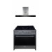 GURARI Elektro-Standherd GCH E 912 BL+GCH 462 IS 9 Prime, Elektro Standherd 90 cm/ Schwarz/ Range Coocker / 121L /Edelstahl/ 8 Funktionen / Heißluft/ Grill/ 5 Hi-Light Zonen/ Zweikreiszone/Restwärmeanzeige/+Edelstahl Dunstabzugshaube 90 cm/ Schwarz Glas P
