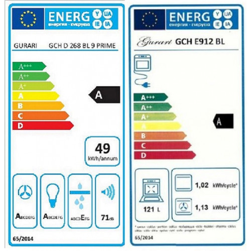 GURARI Elektro-Standherd GCH E 912 BL+ GCH 268 BL 9 Prime, Elektro Standherd 90 cm/ 121L / 8 Funktionen +Dunstabzugshaube 90cm