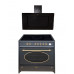 GURARI Elektro-Standherd GCH E 912 BL r+GCH S 155 BL 90 Prime, Retro Elektro Standherd 90 cm 8 Funktionen + Dunstabzugshaube 90 cm