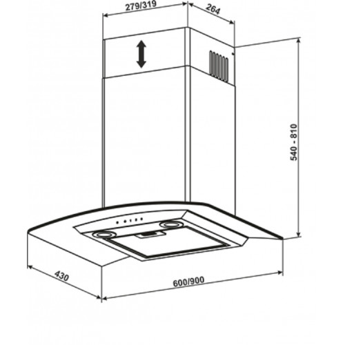 GURARI GCH T 465 IS 90 BL PRIME Dunstabzugshaube 90cm 1000m³/h Wandhaube in Edelstahl Glas TouchControl