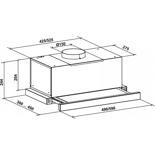 GURARI Flachschirmhaube GCH B 135 IS, Dunstabzugshaube 60cm Einbau 1000m³/h 