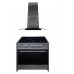 GURARI Elektro-Standherd GCH E 912 BL+GCH T 465 IS 90 BL PRIME, Elektro Standherd 90 cm/ Schwarz/ Range Coocker / 121L /Edelstahl/ 8 Funktionen / Heißluft/ Grill/ 5 Hi-Light Zonen/ Zweikreiszone/Restwärmeanzeige/+Dunstabzugshaube 90 cm 1000m³/h Wandhaube 