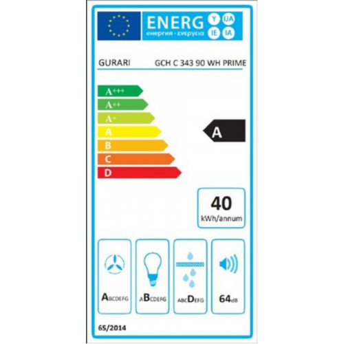 Gurari GCH C 343 90 WH PRIME Dunstabzugshaube Deckenhaube 90 cm 1000m³/ h EBM Motor