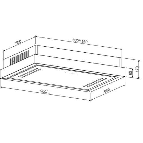 Gurari GCH C 343 90 WH PRIME Dunstabzugshaube Deckenhaube 90 cm 1000m³/ h EBM Motor