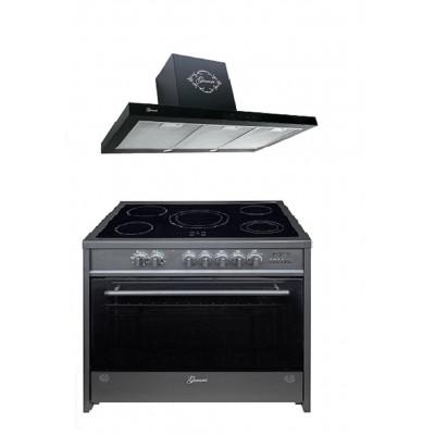 GURARI Elektro-Standherd GCH E 912 BL+GCH 462 BL 9 Prime, Elektro Standherd 90 cm/ Schwarz/ Range Coocker / 121L /Edelstahl/ 8 Funktionen / Heißluft/ Grill/ 5 Hi-Light Zonen/ Zweikreiszone/Restwärmeanzeige/+Dunstabzugshaube 90 cm/ Schwarz- Schwarz Glasfro GURARI Elektro-Standherd GCH E 912 BL+GCH 462 BL 9 Prime, Elektro Standherd 90 cm/ Schwarz/ Range Coocker / 121L /Edelstahl/ 8 Funktionen / Heißluft/ Grill/ 5 Hi-Light Zonen/ Zweikreiszone/Restwärmeanzeige/+Dunstabzugshaube 90 cm/ Schwarz- Schwarz Glasfro