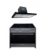 GURARI Elektro-Standherd GCH E 912 BL+GCH 462 BL 9 Prime, Elektro Standherd 90 cm/ Schwarz/ Range Coocker / 121L /Edelstahl/ 8 Funktionen / Heißluft/ Grill/ 5 Hi-Light Zonen/ Zweikreiszone/Restwärmeanzeige/+Dunstabzugshaube 90 cm/ Schwarz- Schwarz Glasfro