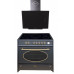 GURARI Elektro-Standherd GCH E 912 BL r+GCH S 171 90 BL PRIME, Retro Elektro Standherd 8 Funktionen+Dunstabzugshaube 90 cm