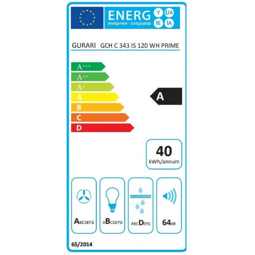 Gurari GCH C 343 IS 120 WH PRIME Dunstabzugshaube Deckenhaube 120 cm 1000m³/ h EBM Motor