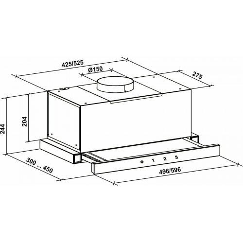 GURARI Flachschirmhaube Gurari GCH B 117, Dunstabzugshaube 60cm Einbau 1000m³/h Schwarzglas